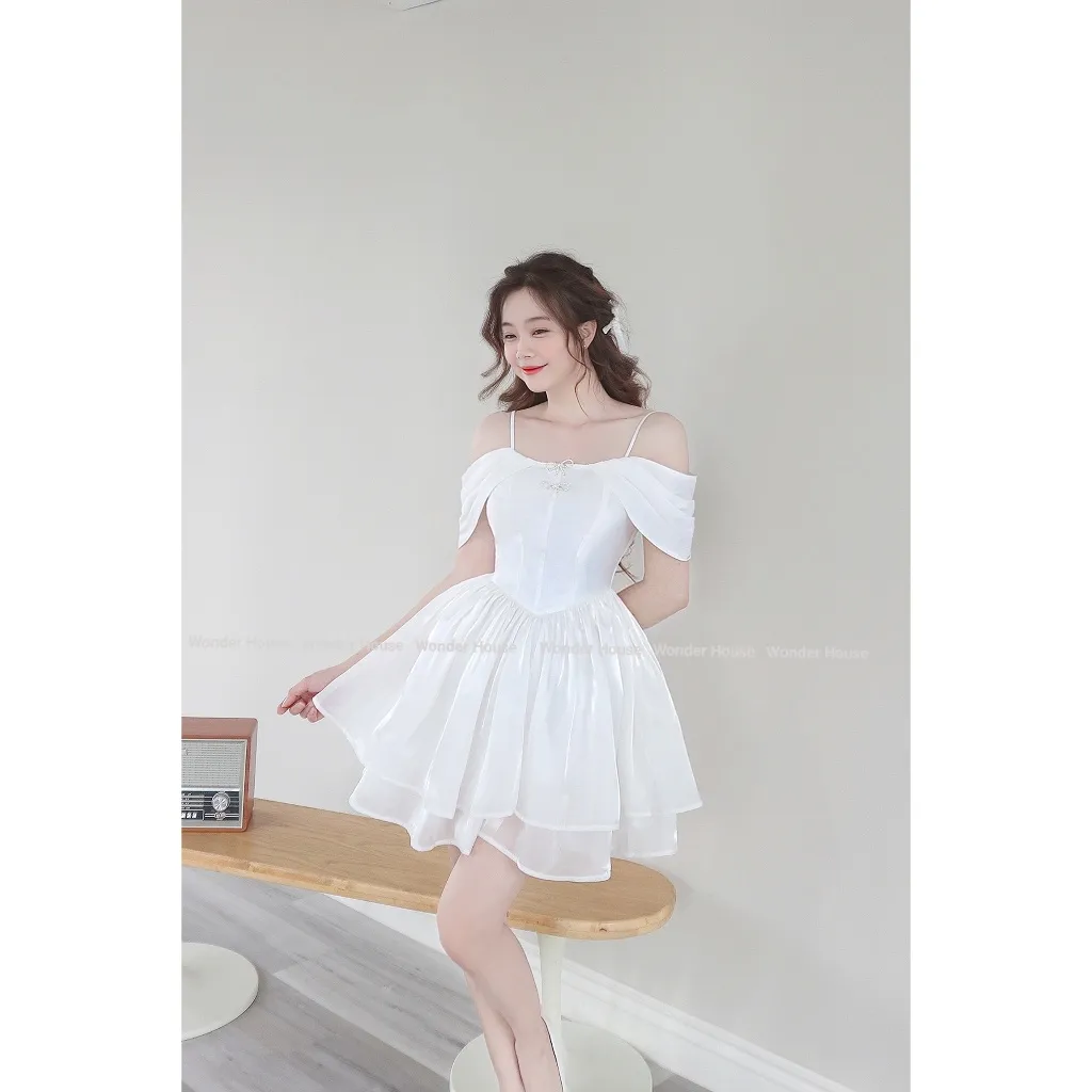 Ảnh Set Wonderhouse áo lông, đầm trễ vai xòe hai tầng tiểu thư - Mira Dress 2