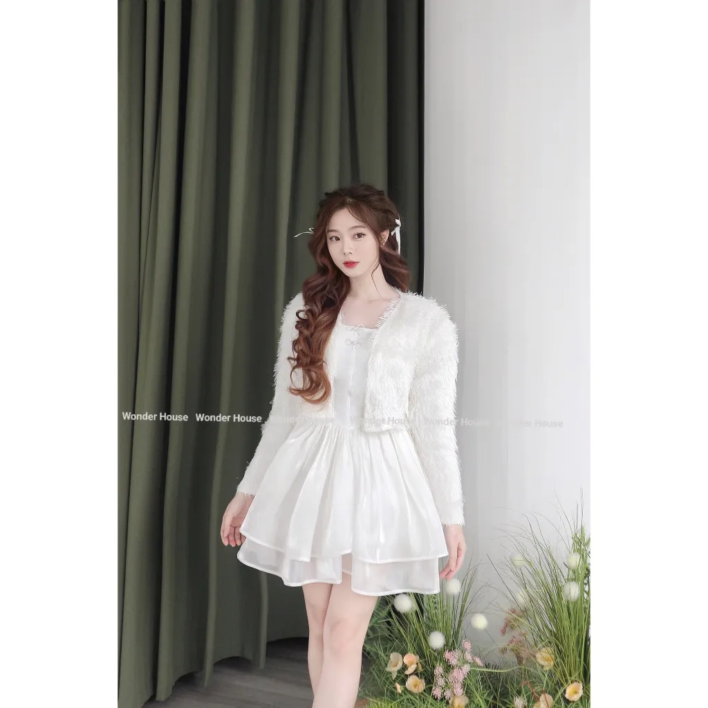Ảnh Set Wonderhouse áo lông, đầm trễ vai xòe hai tầng tiểu thư - Mira Dress 3