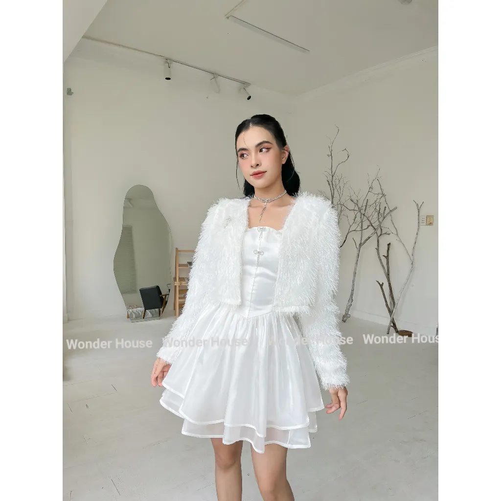 Ảnh Set Wonderhouse áo lông, đầm trễ vai xòe hai tầng tiểu thư - Mira Dress 4