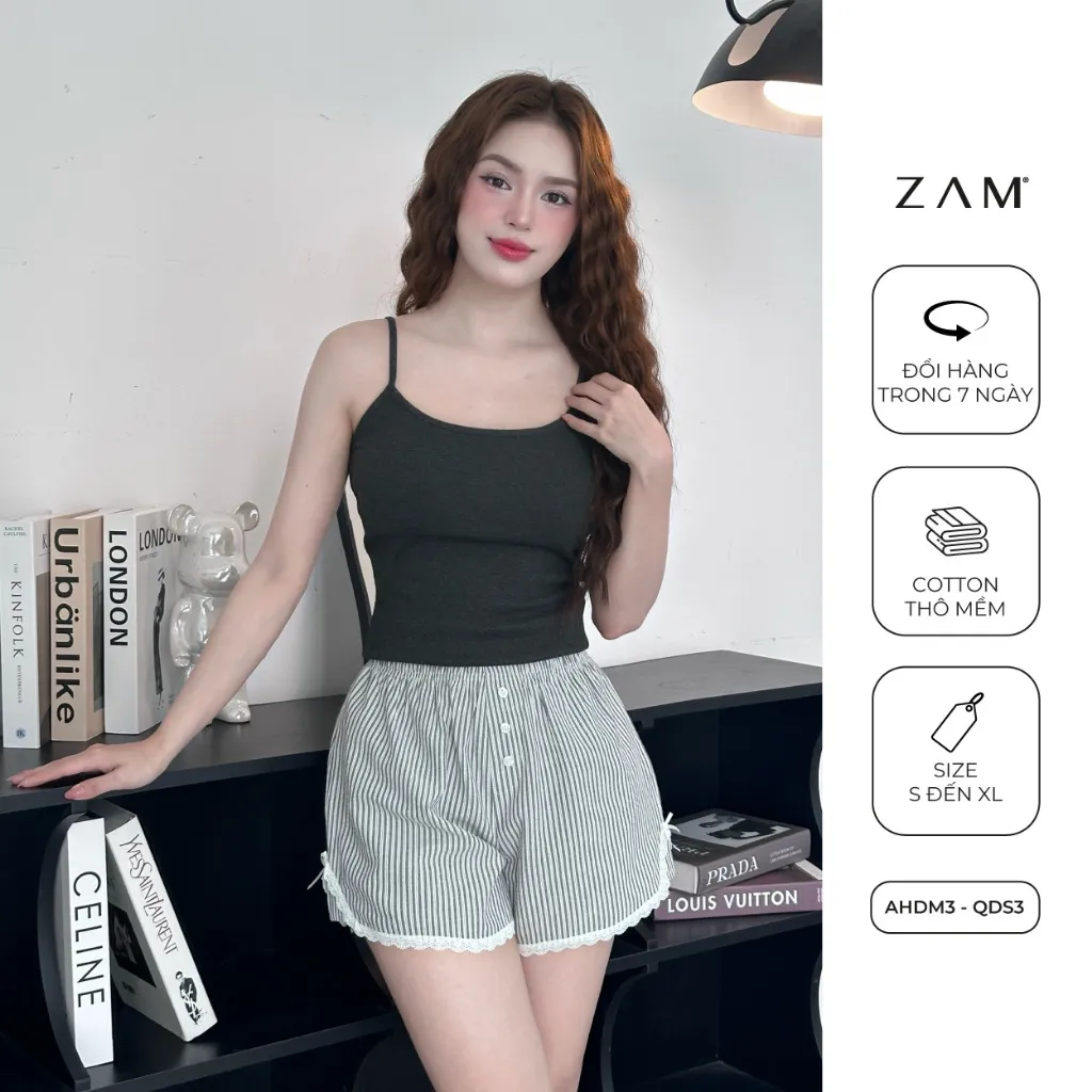 Ảnh SHE BY ZAM - ÁO HAI DÂY PHỐI REN & QUẦN ĐÙI KẺ SỌC 4