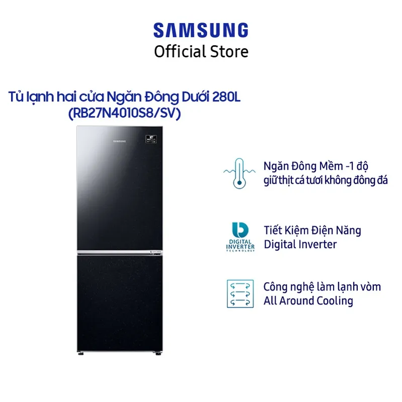 Ảnh [Shopee - Lắp đặt 0Đ HN HCM]Tủ Lạnh hai cửa Samsung Inverter 280 Lít RB27N4010BU 3