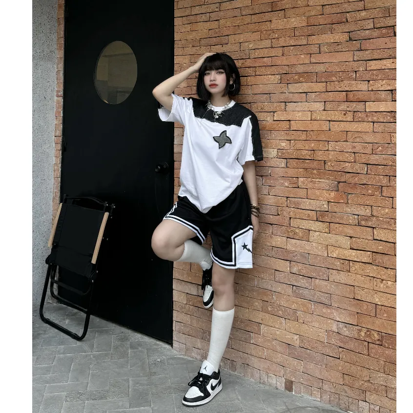 Ảnh Short Thun Light Star SAIGONESE Thun Mè Quần Đùi Phối Viền Thể Thao Unisex Nam Nữ 2 Màu 1