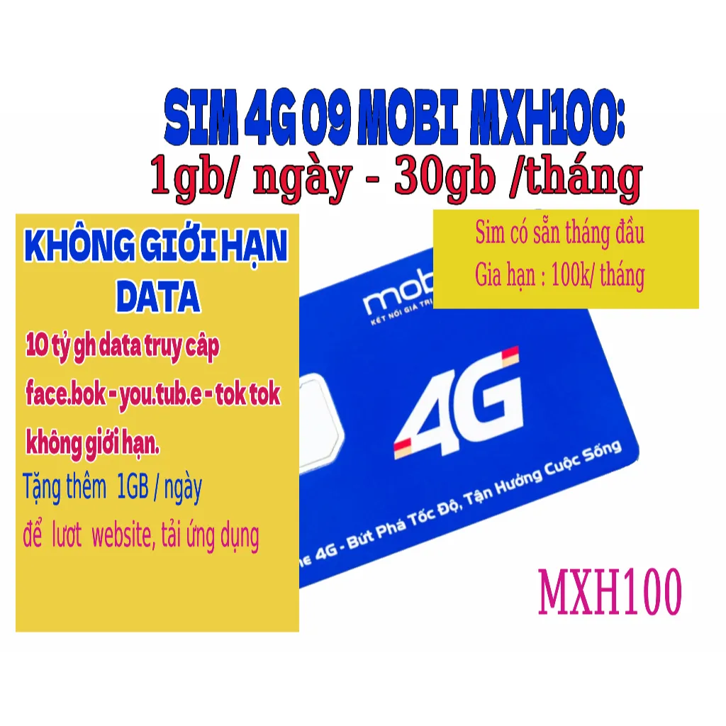 Ảnh Sim 4G mobifone tk159, mxh100 10 tỷ gb xem you.tu.be, fa.book, tik.tok, đầu số 09 1
