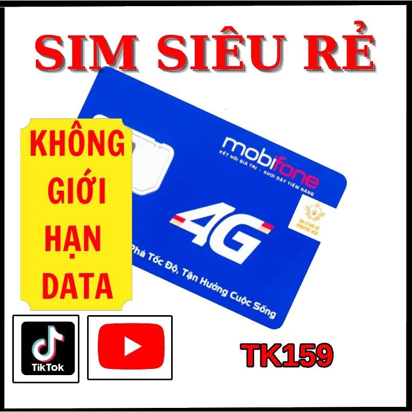 Ảnh Sim 4G mobifone tk159, mxh100 10 tỷ gb xem you.tu.be, fa.book, tik.tok, đầu số 09 4