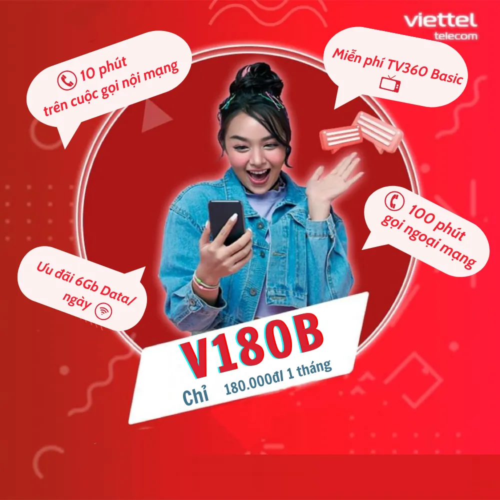 Ảnh Sim 4G Viettel 12V180B 6GB/Ngày (180GB/Tháng) + 100P Ngoại Mạng + Nội Mạng Trọn Gói 12 Tháng Không Nạp Tiền 1