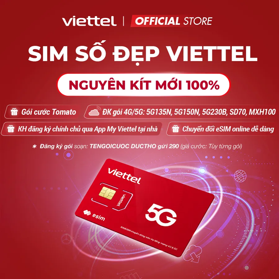 Ảnh Sim 4G Viettel Tomato Nguyên KIT - Đăng Ký Chính Chủ Qua MYVIETTEL. ĐK Gói SD70 5G135N 5G150N MXH100 V160B 1