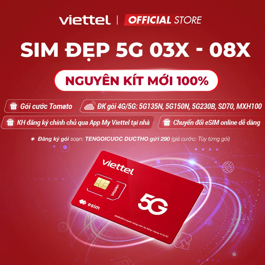 Ảnh Sim 4G Viettel Tomato Nguyên KIT - Đăng Ký Chính Chủ Tại CH VT. Được ĐK Gói SD70 SD125Z SD135 V180B 1
