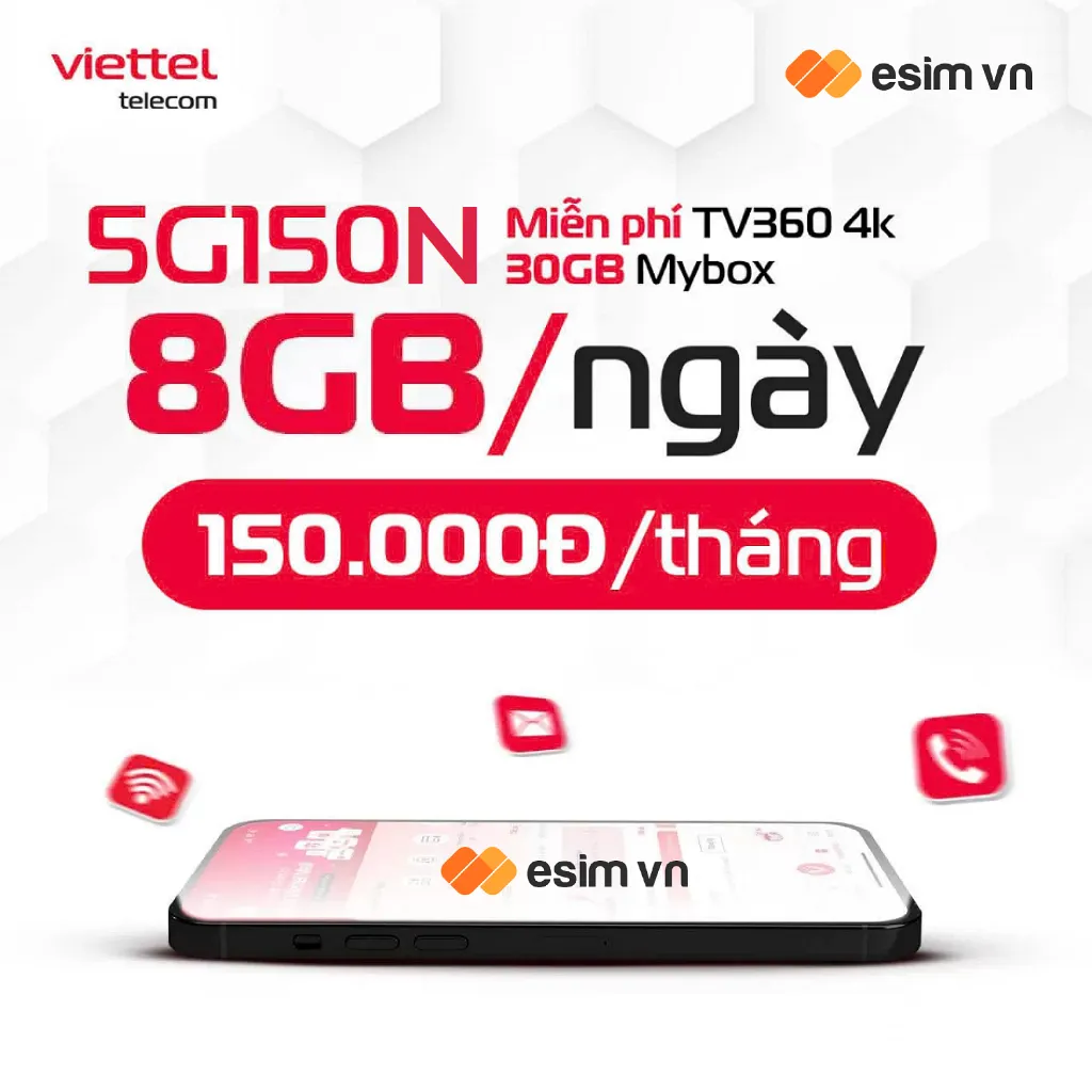 Ảnh SIM 5G VIETTEL 5G135 - 5G150 Data 6GB/Ngày - 180GB/Tháng. Tốc Độ Cao 5G MAX Băng Thông Dùng Toàn Quốc. Chỉ Từ 135k/Tháng 1