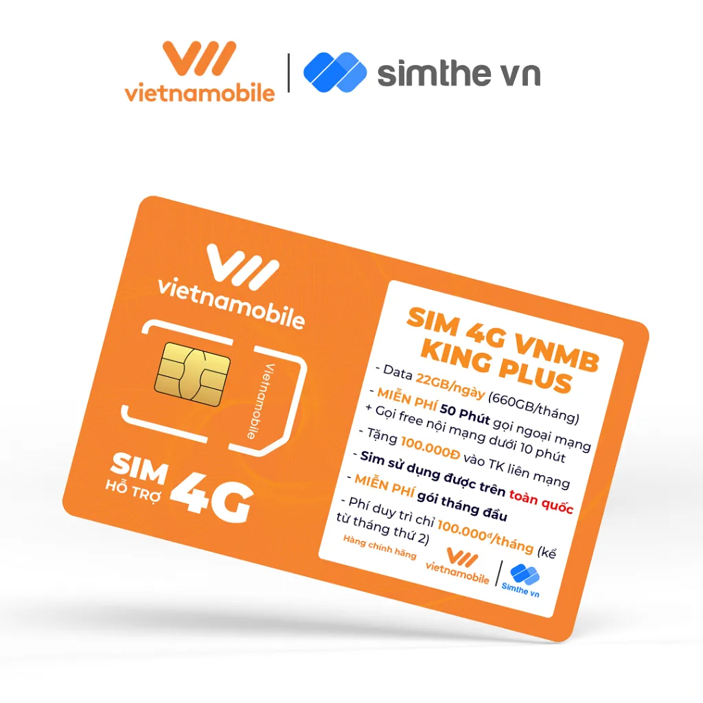 Ảnh Sim Vietnamobile King Plus Data 22GB/Ngày (660GB/Tháng) + 50P Gọi Ngoại Mạng + FREE Nội Mạng + TK 100K Sử Dụng Toàn Quốc 2