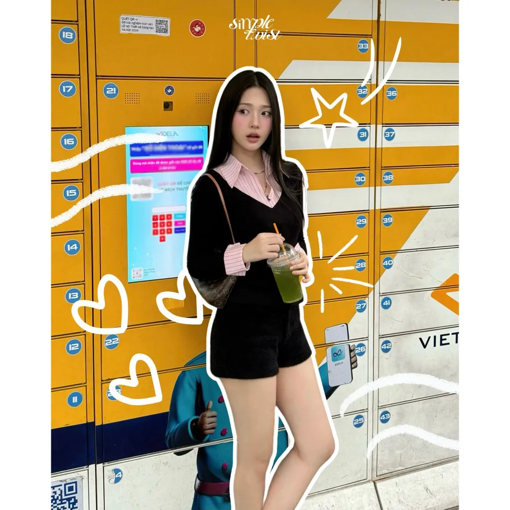 Ảnh Simple Twist Studio - REGINA SET Áo thun kiểu tay dài đen phối chân váy xám xếp ly 3