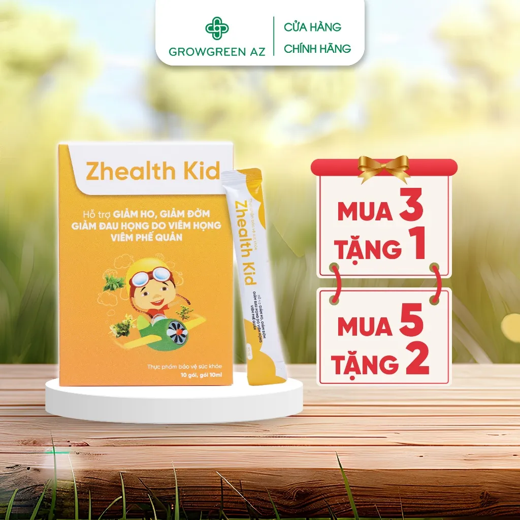 Ảnh Siro ho cho bé Zhealth Kid tăng đề kháng, giảm ho cảm, tiêu đờm, bổ phế, Growgreen AZ(10 gói x 10ml) 1