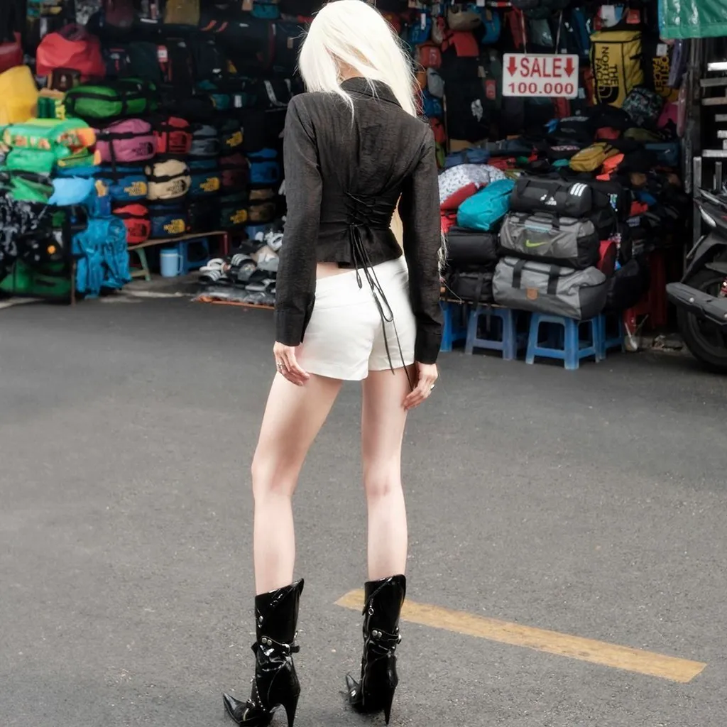 Ảnh Sizzle Shirred Silk Shirt - Áo sơ mi lụa hoạ tiết dây kéo trước 2