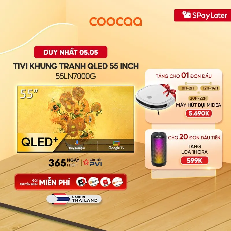 Đánh giá Smart Tivi 55 inch Coocaa 55LN7000G QLED 4K Google TV Khung Tranh