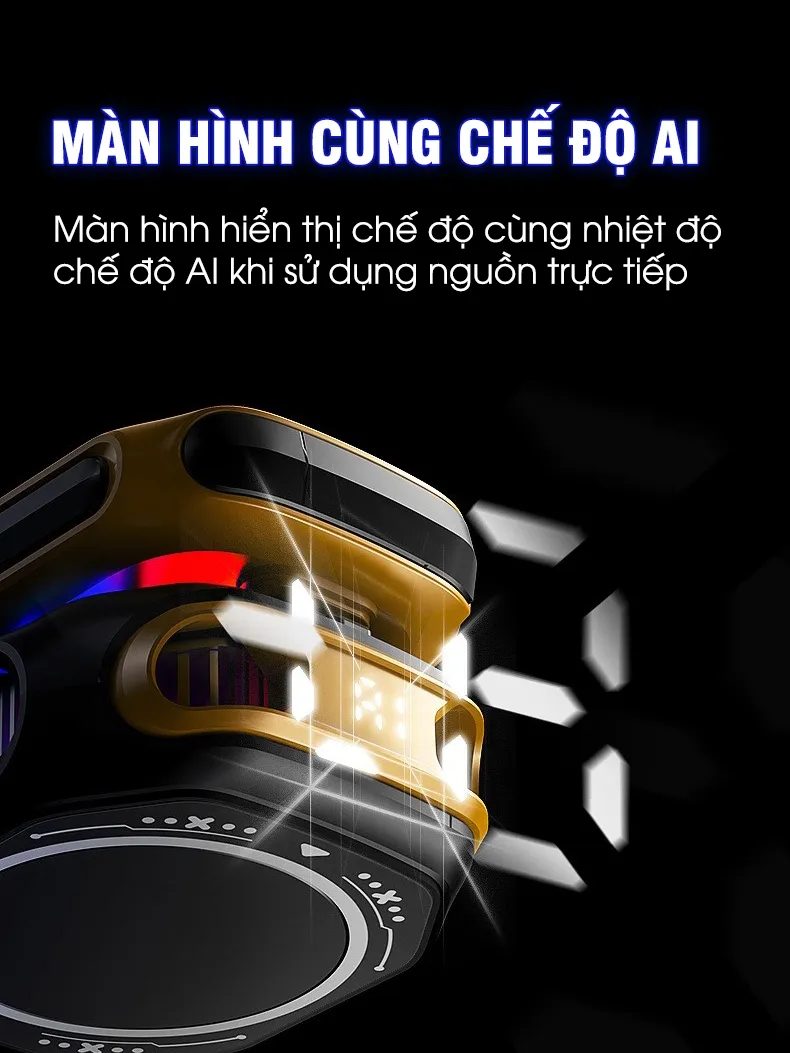 Ảnh Sò lạnh tản nhiệt MEMO CX12 Pro 2025 sử dụng pin làm lạnh sâu 2 chế độ AI đèn led màn hình tăng fps chơi game liên quân 2