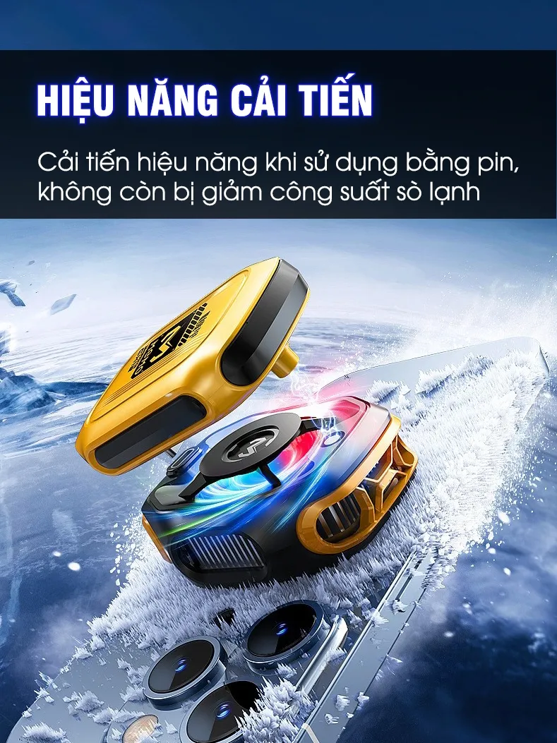 Ảnh Sò lạnh tản nhiệt MEMO CX12 Pro 2025 sử dụng pin làm lạnh sâu 2 chế độ AI đèn led màn hình tăng fps chơi game liên quân 3