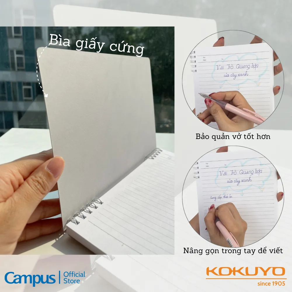 Ảnh Sổ Lò Xo 2 Đầu Kích Thước A5 Thiết Kế Series Land of Too Shy Dòng Kẻ Caro 5mm/ Kẻ Ngang 7mm Campus 3