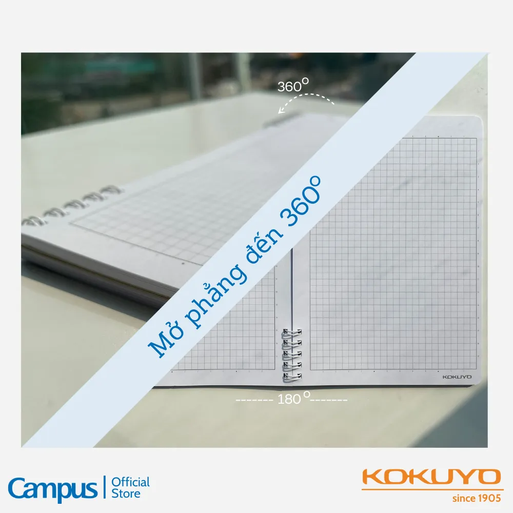 Ảnh Sổ Lò Xo 2 Đầu Kích Thước A5 Thiết Kế Series Land of Too Shy Dòng Kẻ Caro 5mm/ Kẻ Ngang 7mm Campus 4