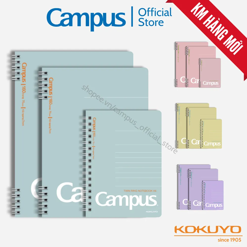 Ảnh Sổ Lò Xo 4 màu KUSUMI, kích thước A6/A5/B5, kẻ ngang 7mm, chính hãng Campus 1