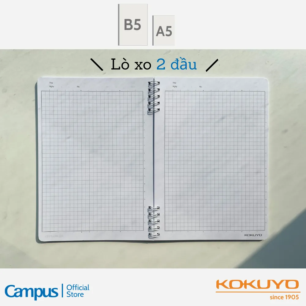 Ảnh Sổ Lò Xo 4 màu KUSUMI, kích thước A6/A5/B5, kẻ ngang 7mm, chính hãng Campus 2