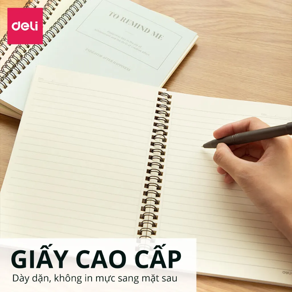Ảnh Sổ Lò Xo Kép A5 120 Trang Giấy Kẻ Ngang Chống Lóa Deli - Sổ Tay Ghi Chép Gáy Xoắn  - Sổ Vở Học Sinh Takenote Plannner 2