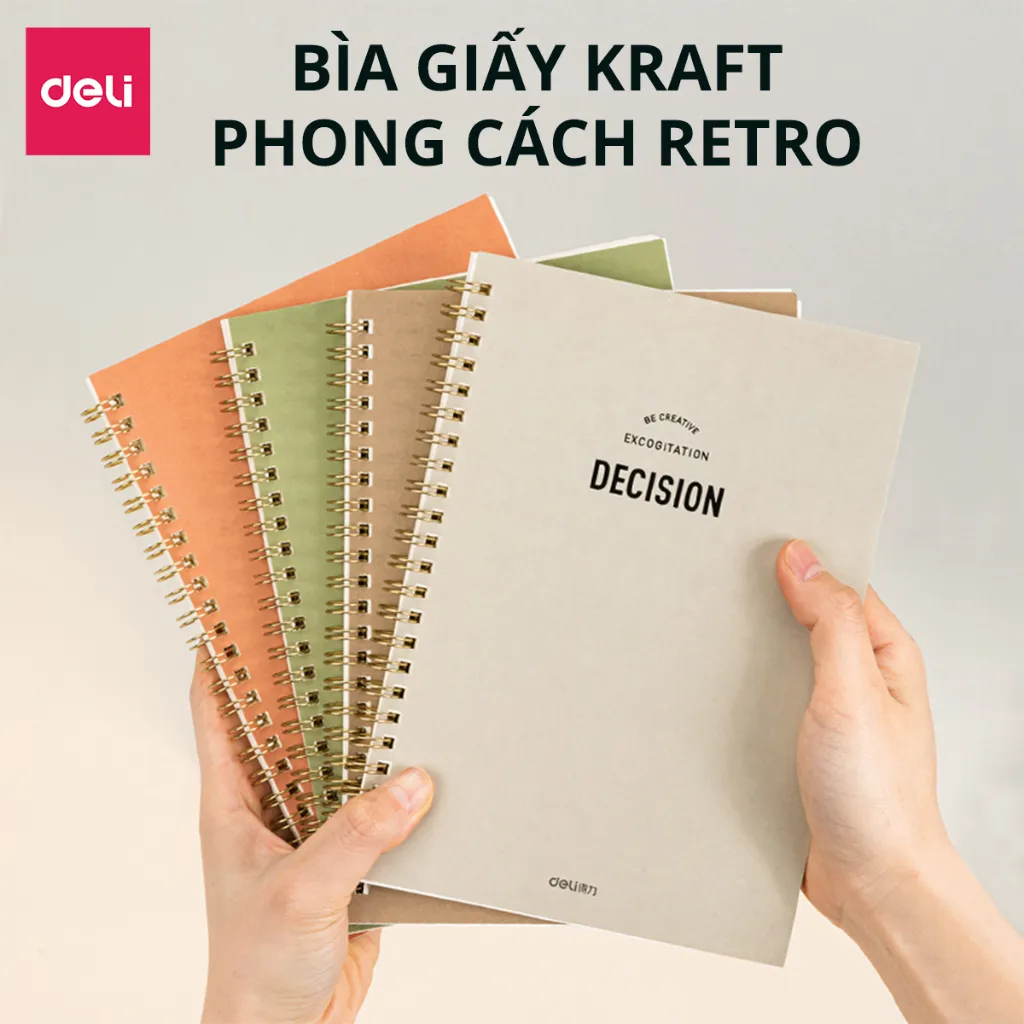 Ảnh Sổ Lò Xo Kép A5 120 Trang Giấy Kẻ Ngang Chống Lóa Deli - Sổ Tay Ghi Chép Gáy Xoắn  - Sổ Vở Học Sinh Takenote Plannner 4