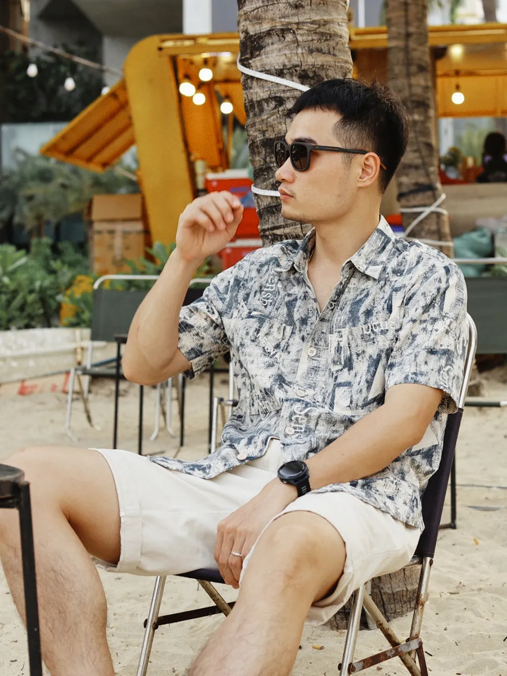 Ảnh Sơ mi nam cộc tay họa tiết Sens DNST H020, form suông, kiểu dáng trẻ trung năng động 1