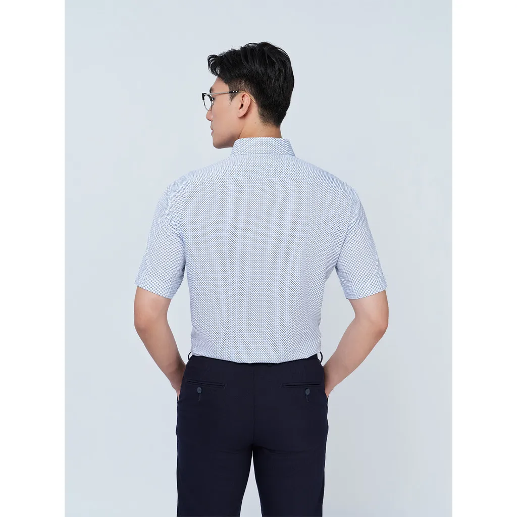 Ảnh Sơ mi ngắn tay lai bầu VIETTIEN vải sợi hoa hồng phom REGULAR VT00000298 1