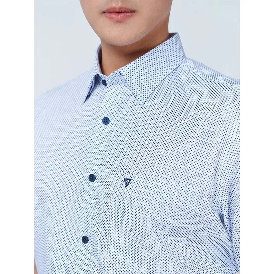 Ảnh Sơ mi ngắn tay lai bầu VIETTIEN vải sợi hoa hồng phom REGULAR VT00000298 2