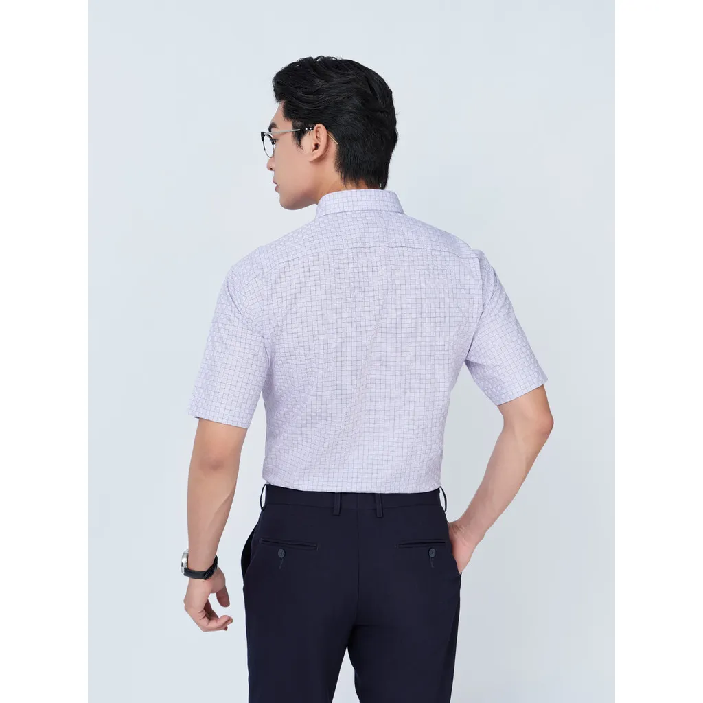 Ảnh Sơ mi ngắn tay lai bầu VIETTIEN vải sợi hoa hồng phom REGULAR VT00000328 3