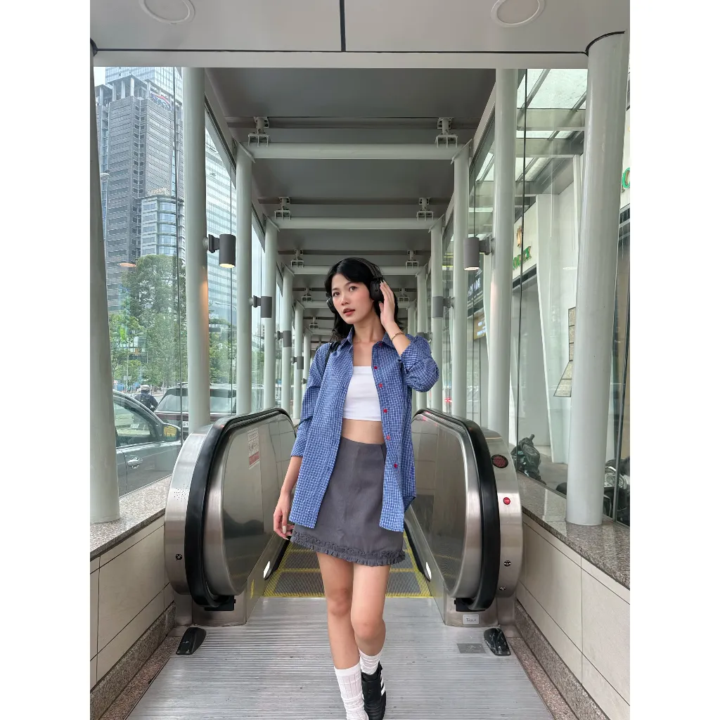 Ảnh Sơ mi nữ kẻ sọc tay dài VMSTYLE Áo tay dài dáng rộng SMU00254 4