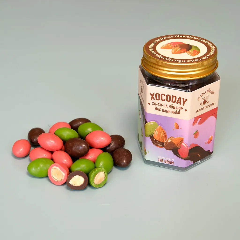 Ảnh Sô-cô-la bọc hạnh nhân Mix vị - Xocoday - Hủ 175g - Heyday 1
