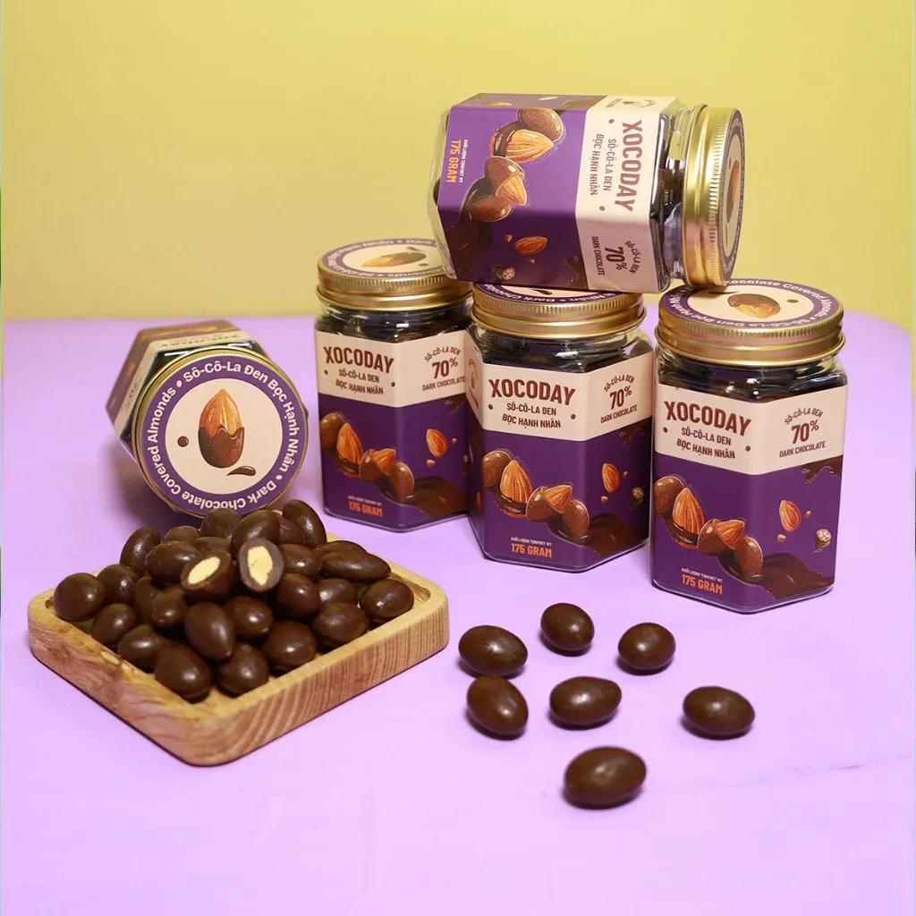 Ảnh Sô-cô-la đen bọc hạnh nhân Xocoday - Hủ 175g - HeydayCacao 3