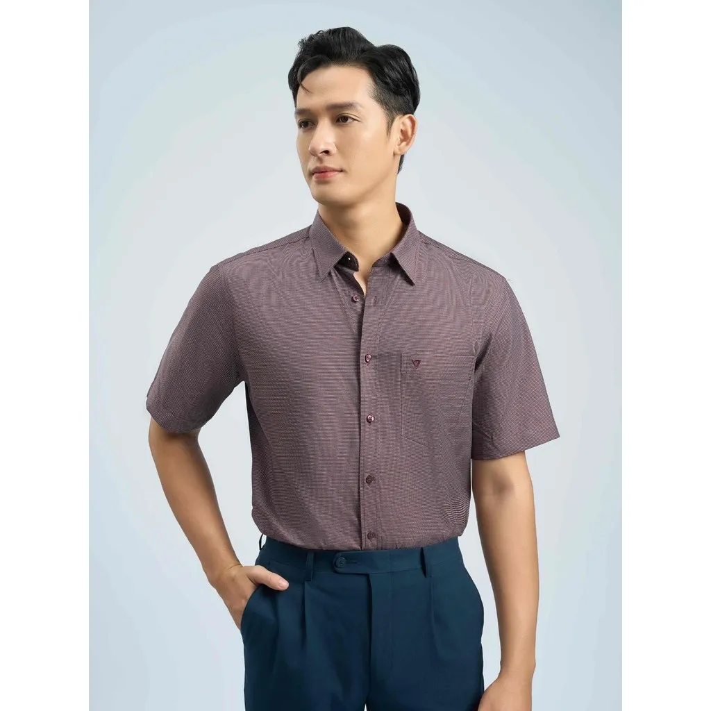 Ảnh Sơmi ngắn tay lai bầu VIETTIEN vải cotton phom regular VT00000020 3