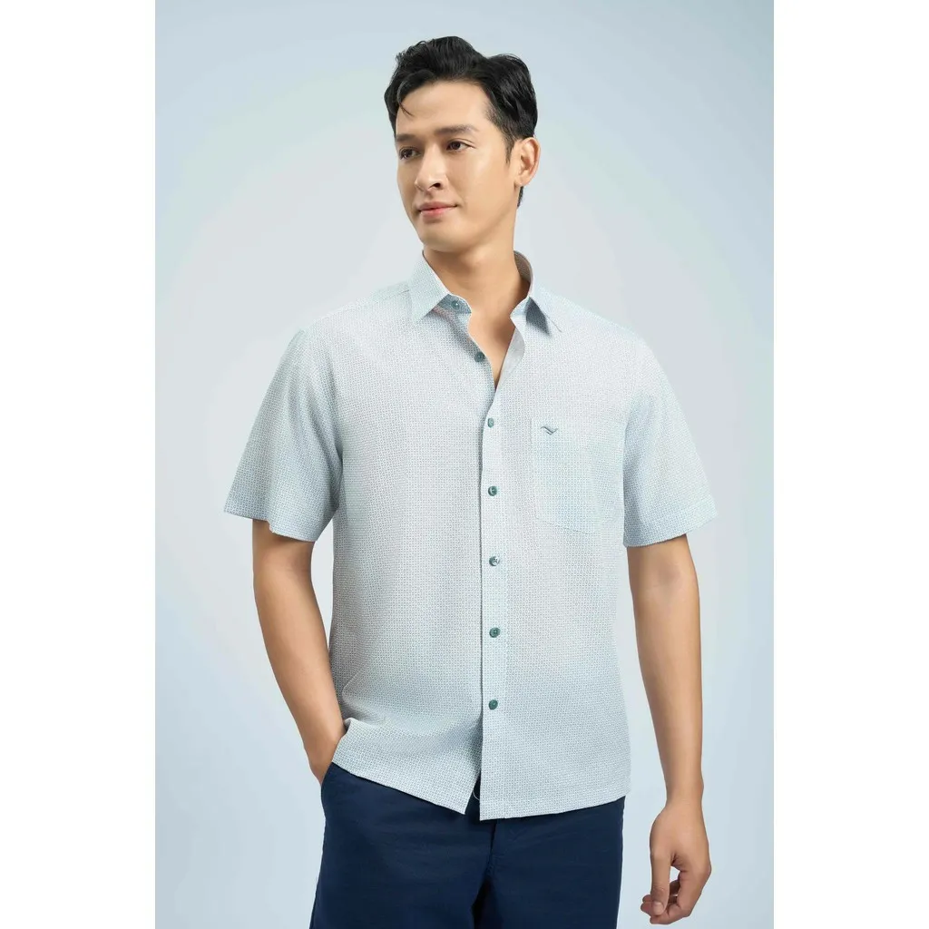 Ảnh Sơmi ngắn tay lai ngang VIETTIEN SMART CASUAL vải sợi tre phom regular VT00000055 1