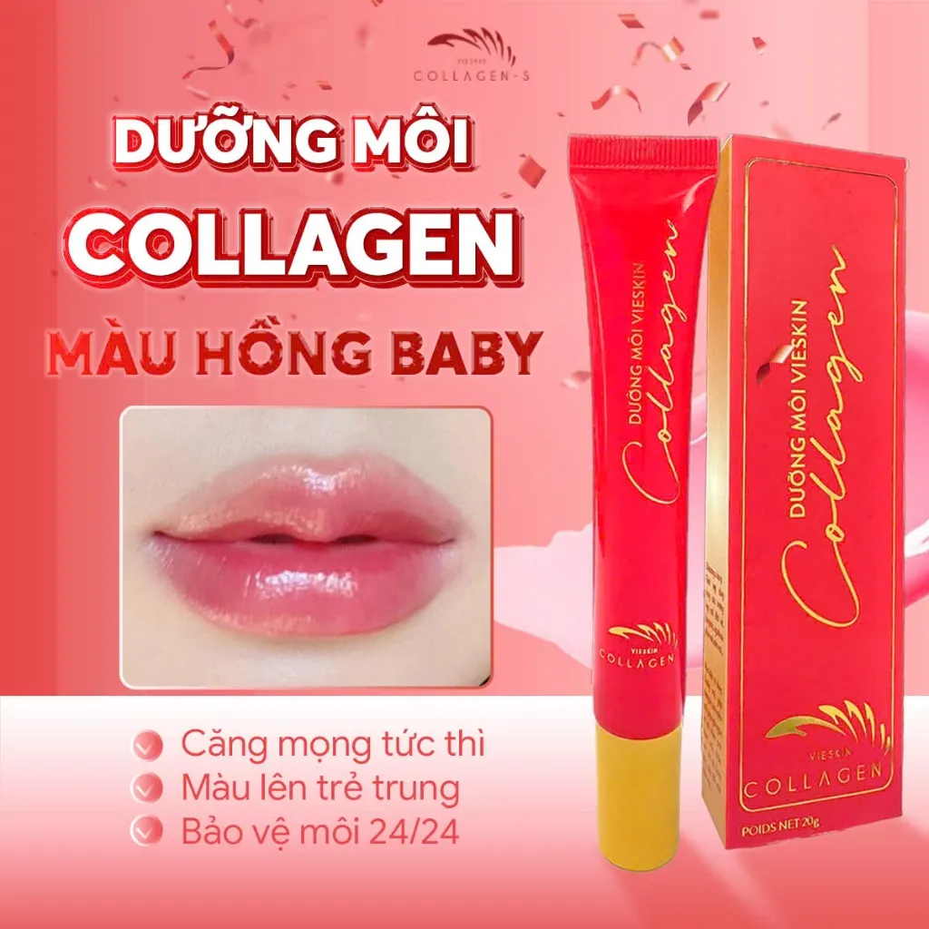 Ảnh Son Dưỡng Môi Vieskin Collagen Có Màu, Dưỡng Môi Căng Mọng Tức Thì, Hồng Môi, Chống Lão Hóa Môi, Màu Hồng Baby, Tuýp 20g 1