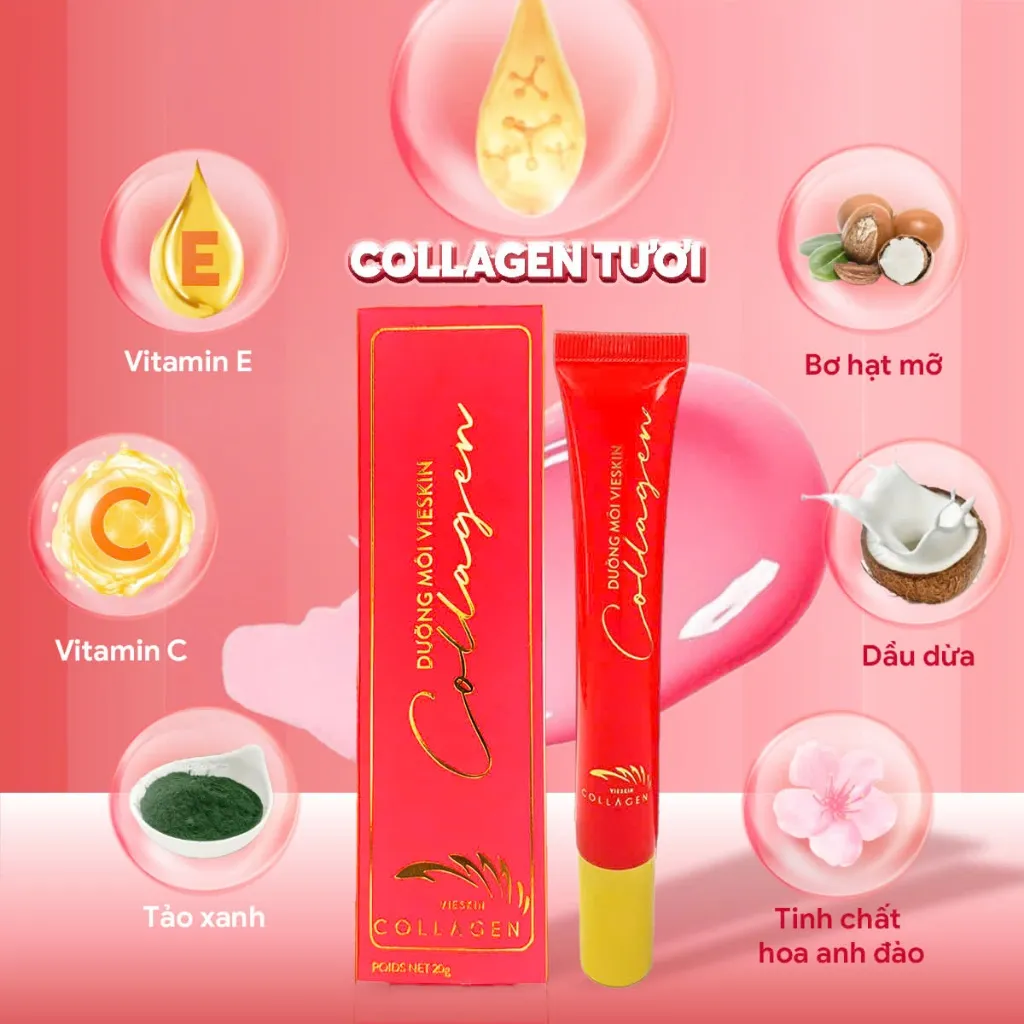 Ảnh Son Dưỡng Môi Vieskin Collagen Có Màu, Dưỡng Môi Căng Mọng Tức Thì, Hồng Môi, Chống Lão Hóa Môi, Màu Hồng Baby, Tuýp 20g 3