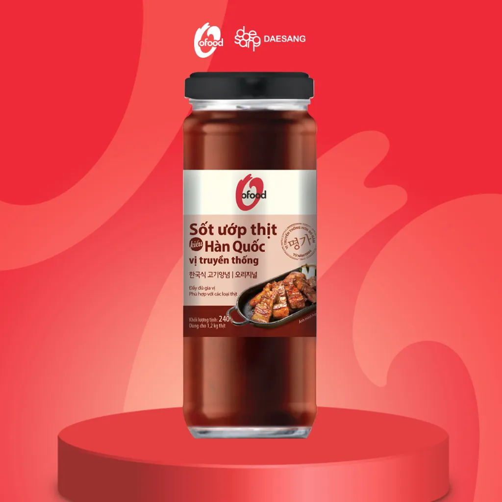 Ảnh Sốt ướp thịt Hàn Quốc O'Food chai 240g, ướp thịt chiên, nướng, BBQ, thịt xào dùng cho 1,2kg thịt 1