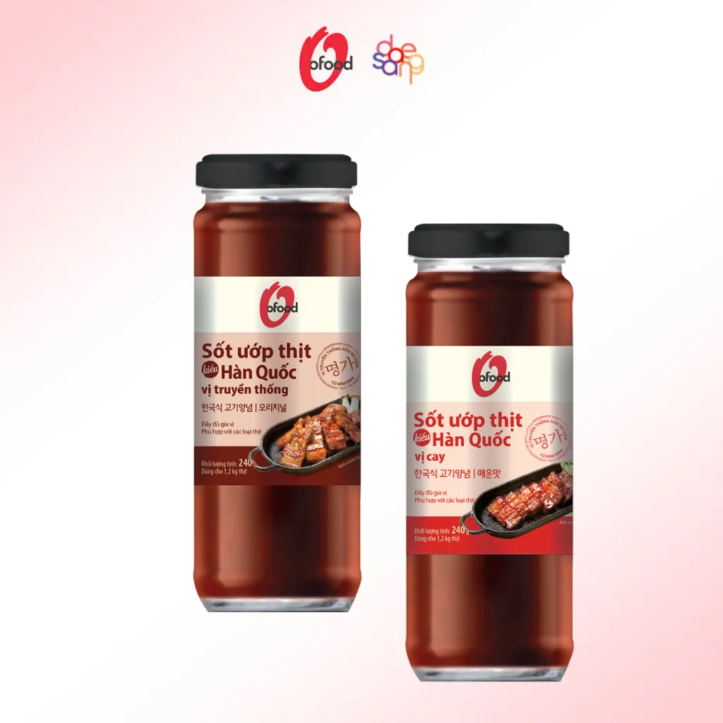 Ảnh Sốt ướp thịt Hàn Quốc O'Food chai 240g, ướp thịt chiên, nướng, BBQ, thịt xào dùng cho 1,2kg thịt 2