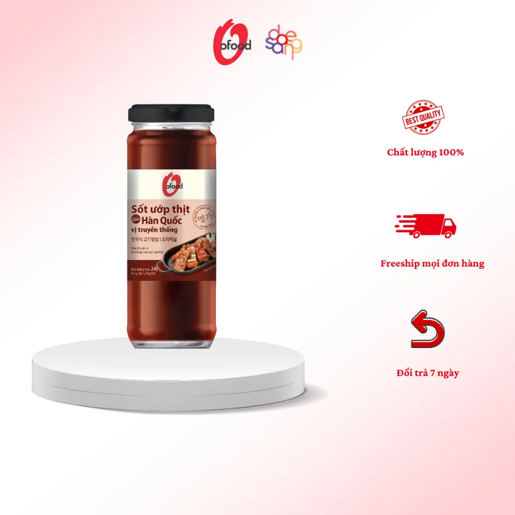 Ảnh Sốt ướp thịt Hàn Quốc O'Food chai 240g, ướp thịt chiên, nướng, BBQ, thịt xào dùng cho 1,2kg thịt 3