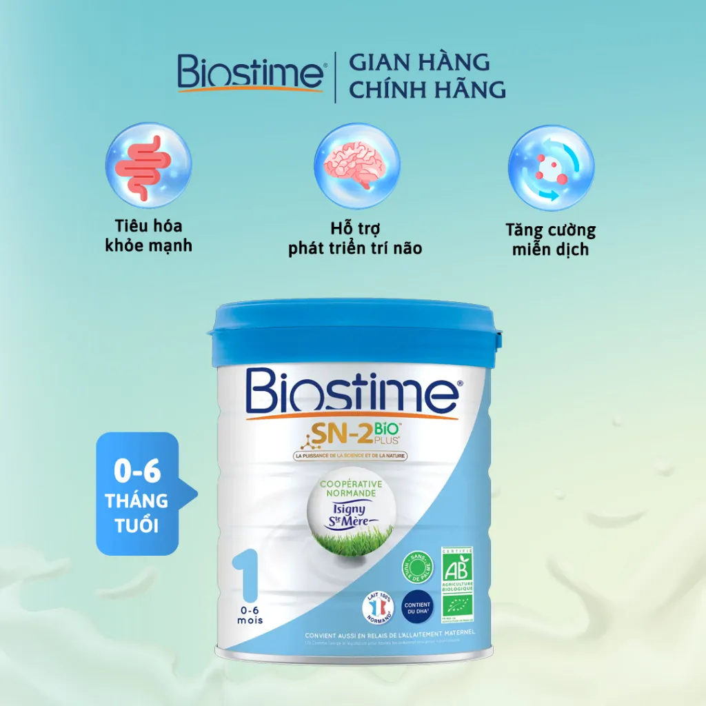 Ảnh Sữa bò Organic 100% Biostime SN-2 Bio Plus Organic số 1 Hộp 800g 2