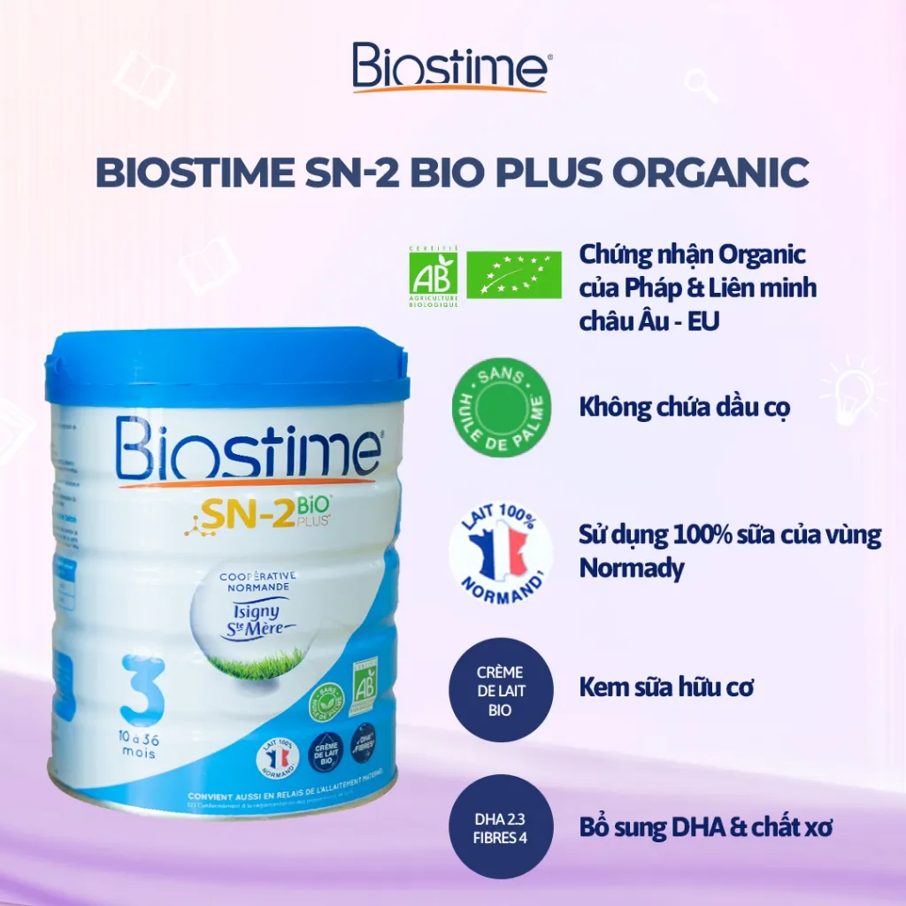 Ảnh Sữa bò Organic 100% Biostime SN-2 Bio Plus Organic số 1 Hộp 800g 4