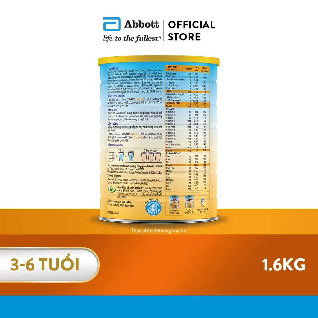 Ảnh Sữa bột Abbott Grow Gold 3+ 1.7kg/1.6kg 2