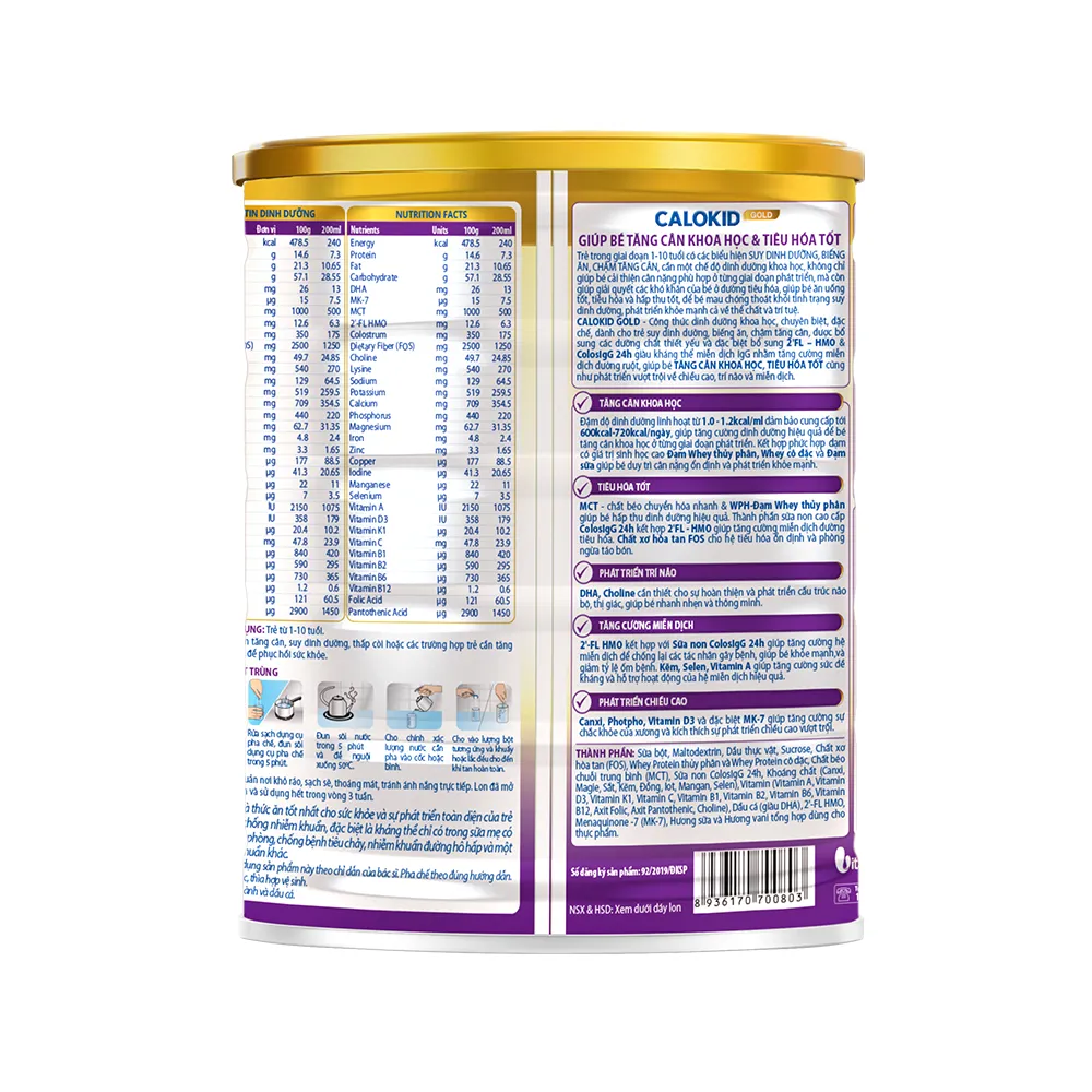 Ảnh Sữa bột Calokid Gold 900g giúp bé cải thiện cân nặng khoa học, tiêu hóa tốt - VitaDairy 1