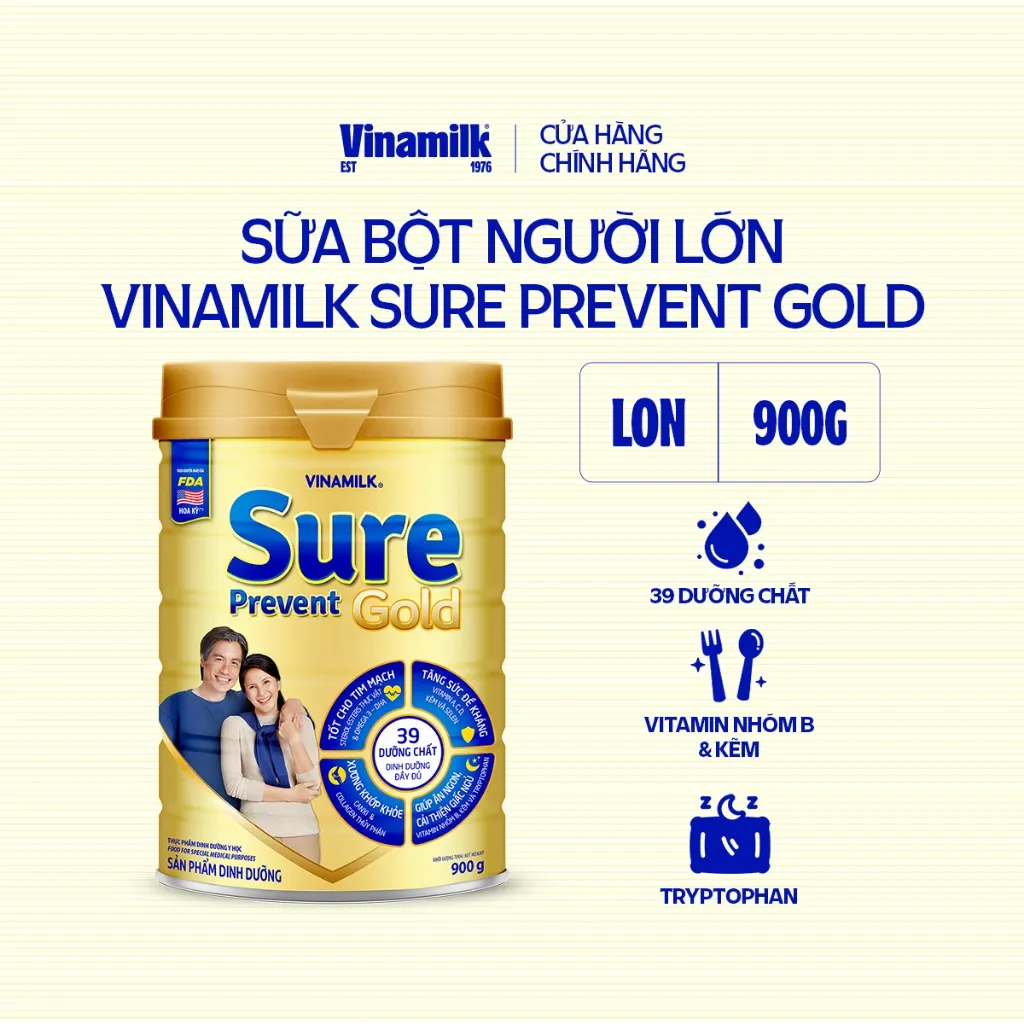Ảnh Sữa bột cho người lớn tuổi Vinamilk Sure Prevent 900g (Hộp thiếc) - bổ sung dinh dưỡng và tăng cường sức khỏe 2