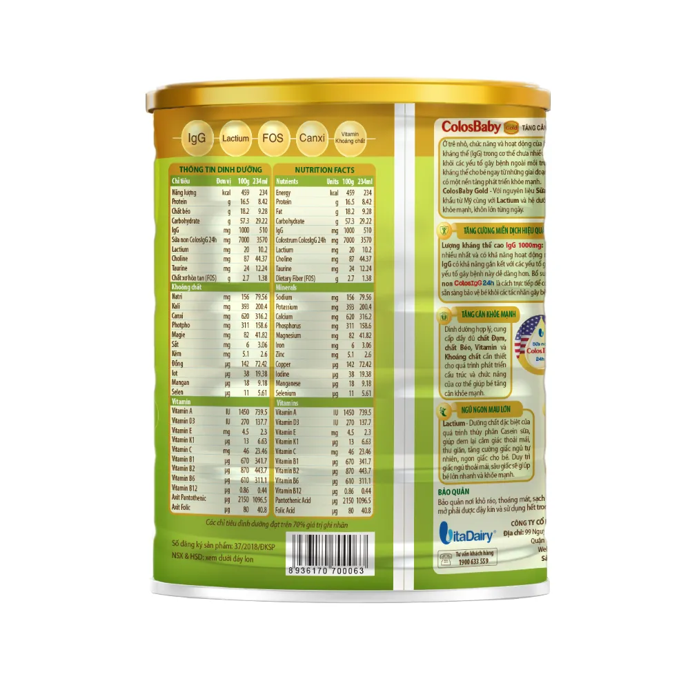 Ảnh Sữa bột COLOSBABY GOLD 2+ 800g có chứa sữa non giúp bé tăng cân, phát triển toàn diện - VitaDairy 2