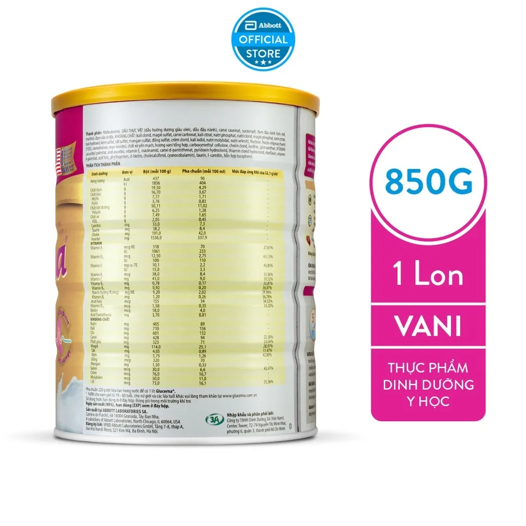 Ảnh Sữa bột dành cho người bị tiểu đường Glucerna Abbott 850g 3
