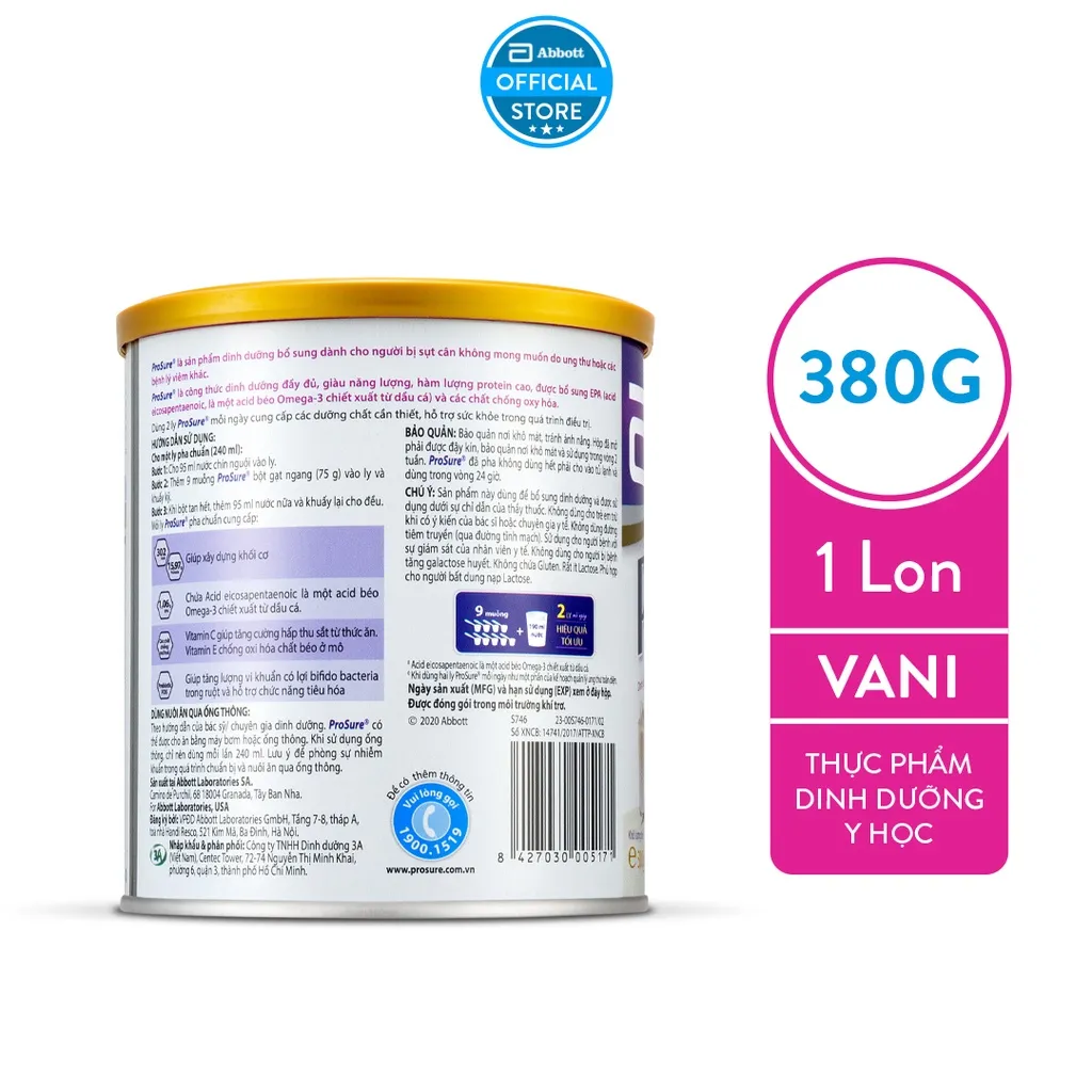 Ảnh Sữa bột dành cho người bị ung thư Prosure Abbott 380g 2