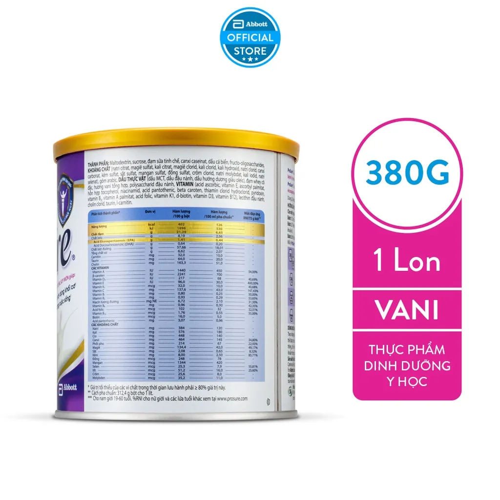 Ảnh Sữa bột dành cho người bị ung thư Prosure Abbott 380g 3