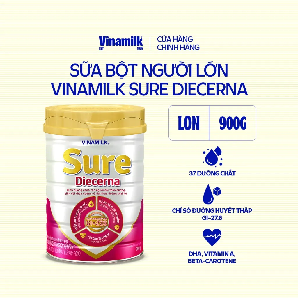 Ảnh Sữa bột Dành cho người tiểu đường Vinamilk Sure Diecerna 900g 1