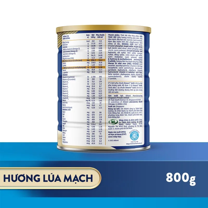 Ảnh Sữa bột Ensure Gold Abbott hương lúa mạch 800g/ 850g 1